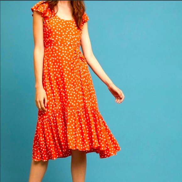 Anthropology Maeve orange poppy print dress - Picture 1 of 6